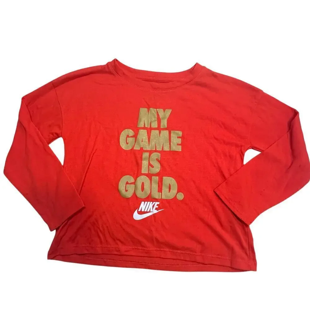Nike Red Long Sleeve Activewear Shirt sz M (5-6)